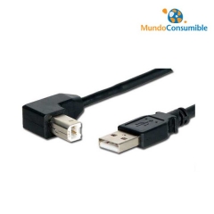 CABLE USB 2.0 TIPO A/M A B/M 90º ACODADO 1m.