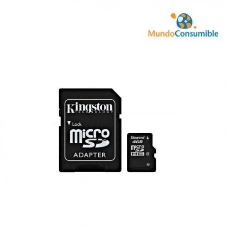 MICRO SD KINGSTON 4GB CLASE 4 + ADAPTADOR