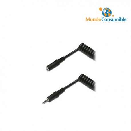 CABLE AUDIO 1XJACK 3.5 STEREO - 2XRCA HEMBRA 1 METRO. ESPIRAL RIZADO HELICOIDAL