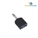 Adaptador Audio Jack 6.3 Stereo Macho - 2Xjack 6.3 Stereo Hembra