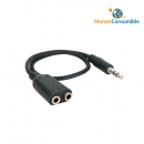 Adaptador Audio Jack 3.5 Mono Macho - 2Xjack 3.5 Stereo Hembra