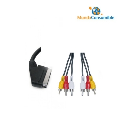 CABLE EUROCONECTOR METALICO - 6 RCA DORADO 1.5m. (Alta Calidad)