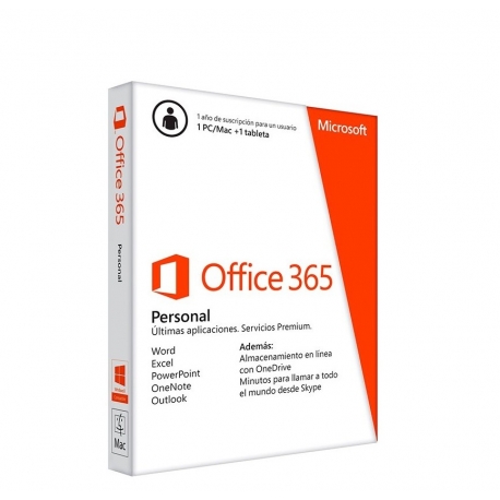 MICROSOFT OFFICE 365 PERSONAL 1 USUARIO 1 AÑO - WORD - EXCEL - POWERPOINT - ONENOTE - OUTLOOK