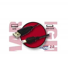 CABLE USB 2.0 TIPO A/MACHO - MINI B/MACHO (5PINES) 0.60 METROS