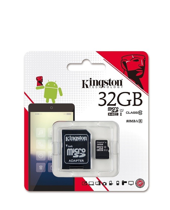 Kingston Tarjeta de lectura digital microSDHC clase 10 UHS-I 45MB/s con  adaptador SD (SDC10G2/32GB)
