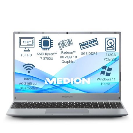 Medion Akoya E15301 MD62429 AMD Ryzen 7 3700U 8GB 512GB SSD 15.6'' W11 Home Portatil (Outlet)