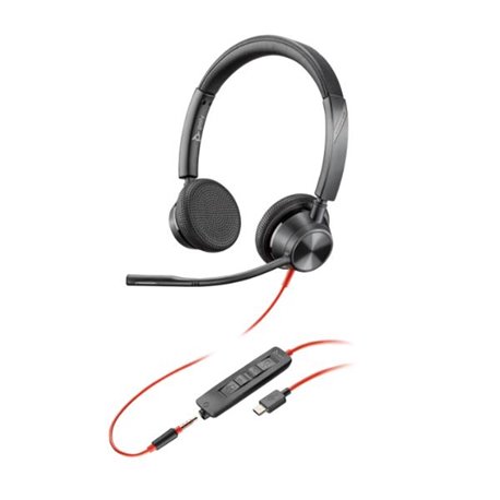 Poly Blackwire 3325 + Adaptador USB C / A + enchufe 3.5mm - Auriculares Estereo + Micro (Outlet)
