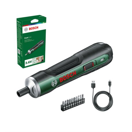 Bosch Destornillador PushDrive + Juego Puntas 3.6V 1.5Ah
