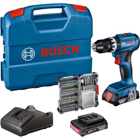 Bosch Professional 18V GSB 18V-45 Taladro con Percutor + 2 x Bateria + Set puntas