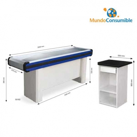 MUEBLE CAJA 200X51X89 CM AZUL / ROJO + CAJA DE PAGO