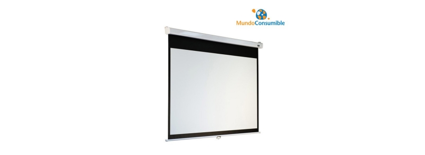 Pantalla Electrica Proyector 3M X 2.2M + Mando A Distancia (Bordes En Negro  - Pared - Techo) - Mundo Consumible Tienda Informática Juguetería Artes  Graficas